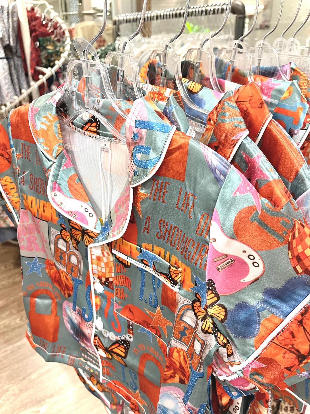 Tweenstyle Mint | Showgirl Era Print Short Sleeve Satin Loungewear Set
