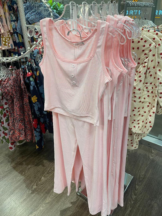 Tweenstyle Pink | Pin Stripe Tank and Pant Lounge Set