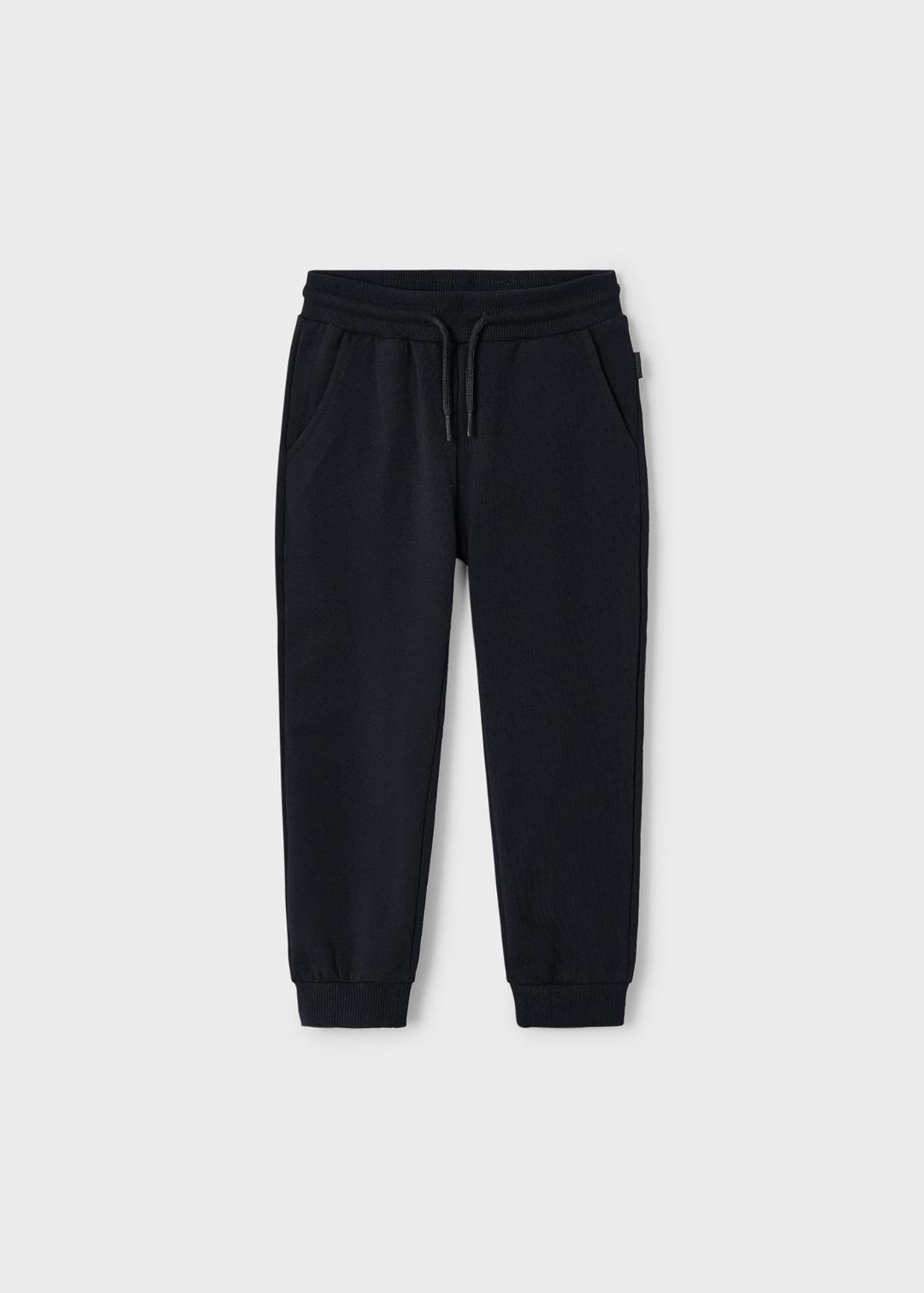 Mayoral Black | Basic Cuffed Fleece Trousers
