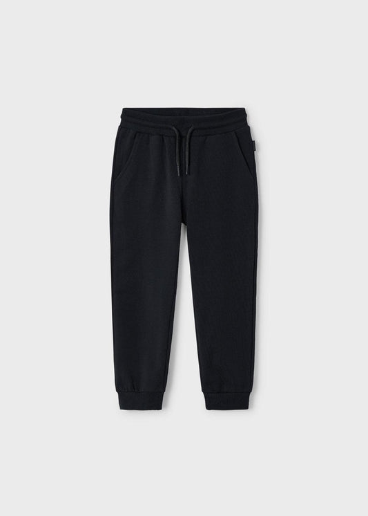 Mayoral Black | Basic Cuffed Fleece Trousers