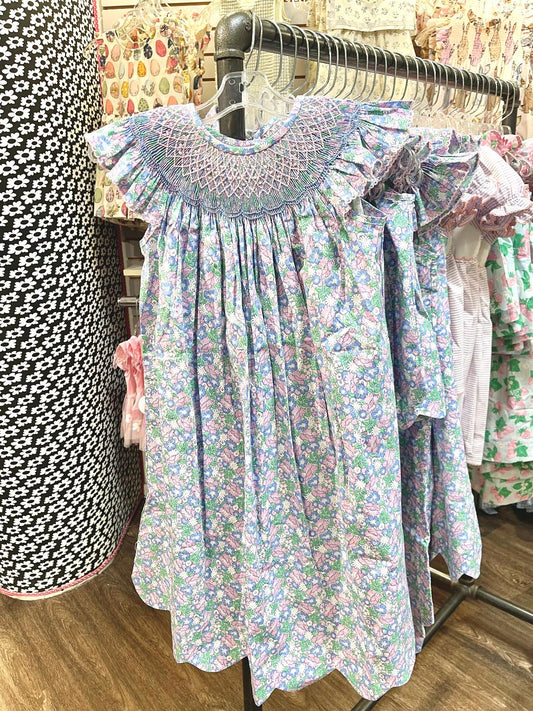 Whimsy Bay Brilliant Blooms | Pearl Smocked Bishop Dress