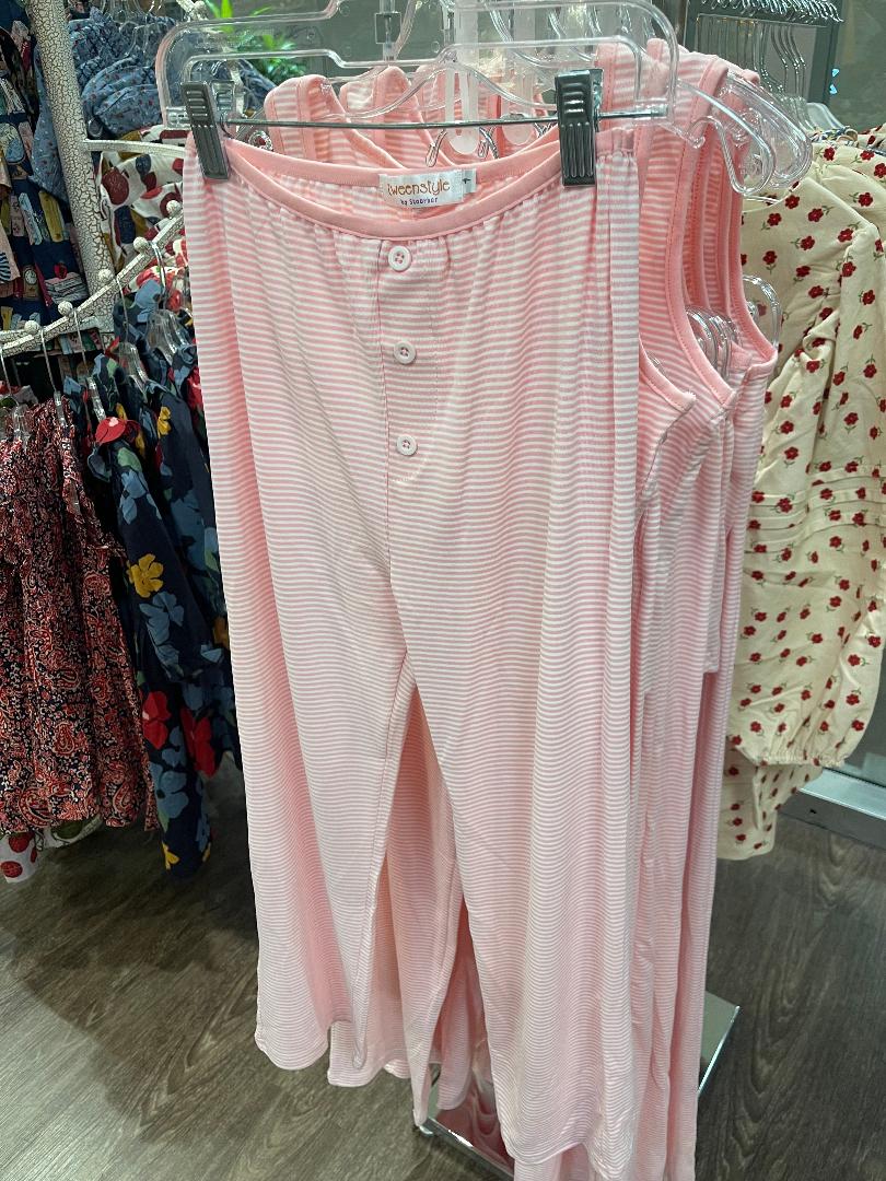 Tweenstyle Pink | Pin Stripe Tank and Pant Lounge Set