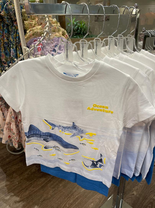 Mayoral Blue | Knit Shorts & Sharks Graphic T-Shirt Set
