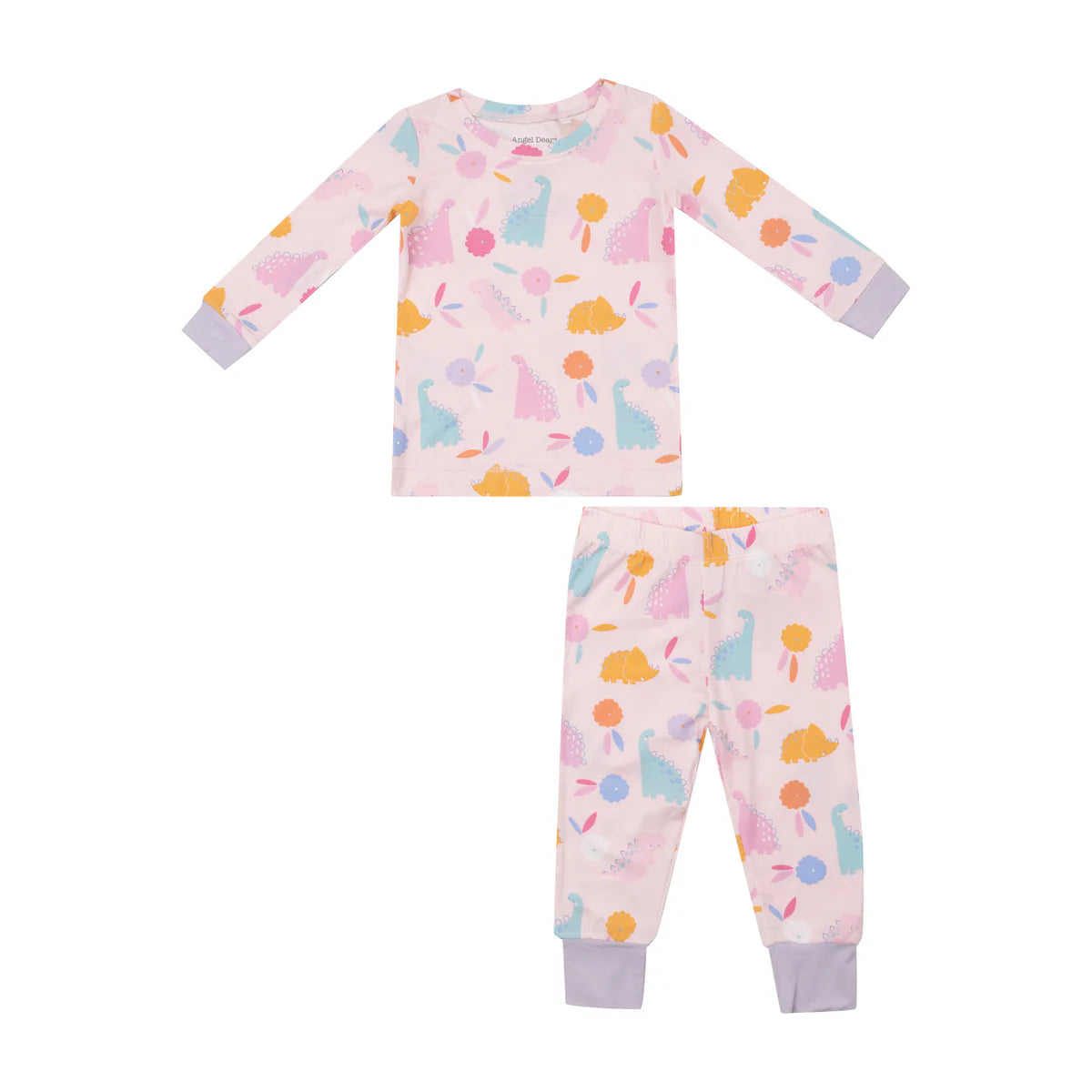 Angel Dear Pink Floral Dinos | Long Sleeve Loungewear Set