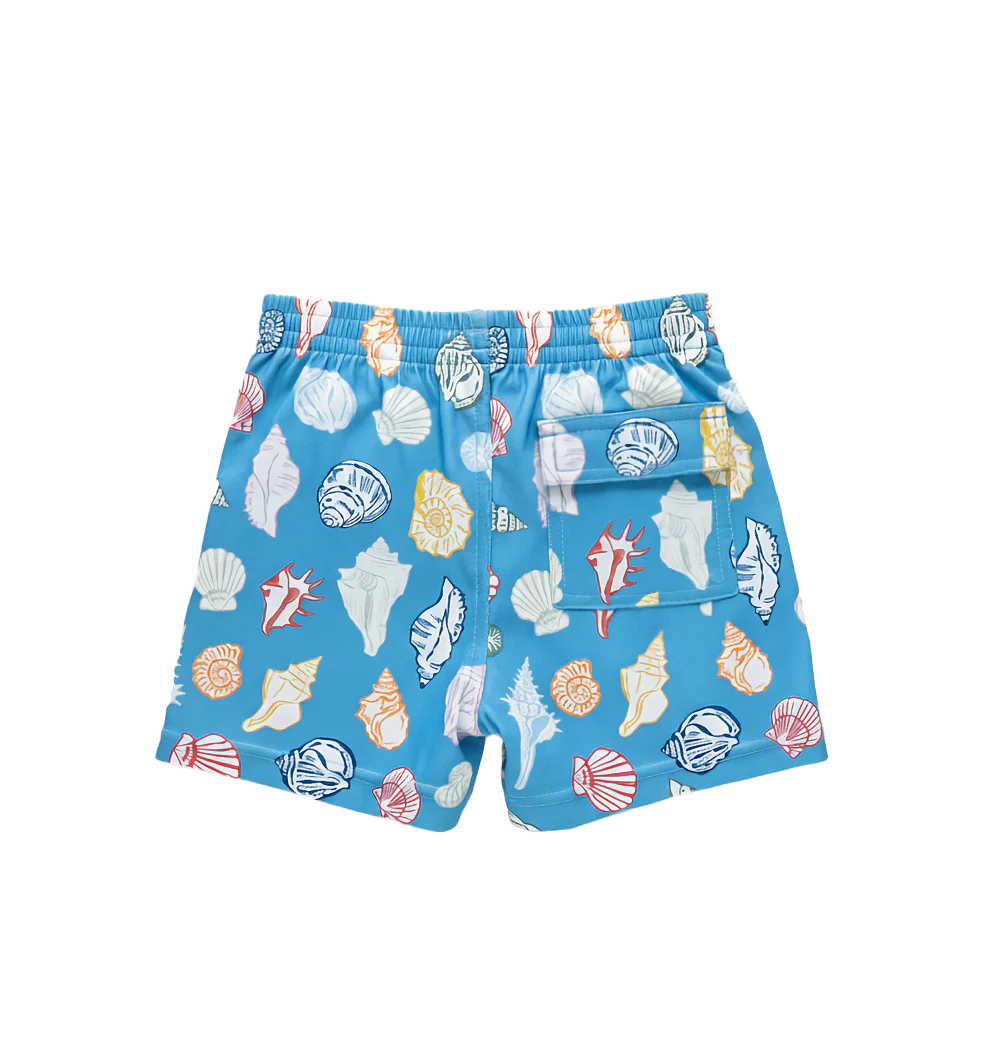 Pink Chicken Blue Seashells | Swim Trunks