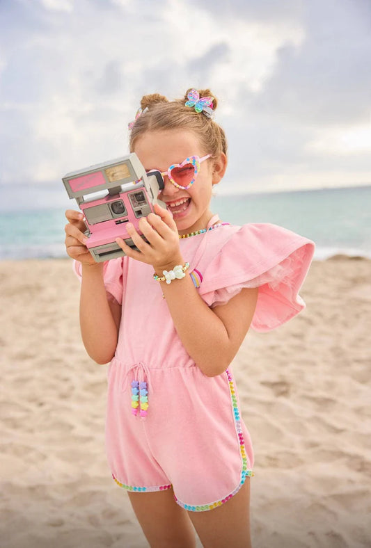 Lola + The Boys Rainbow | Gems Velour Romper