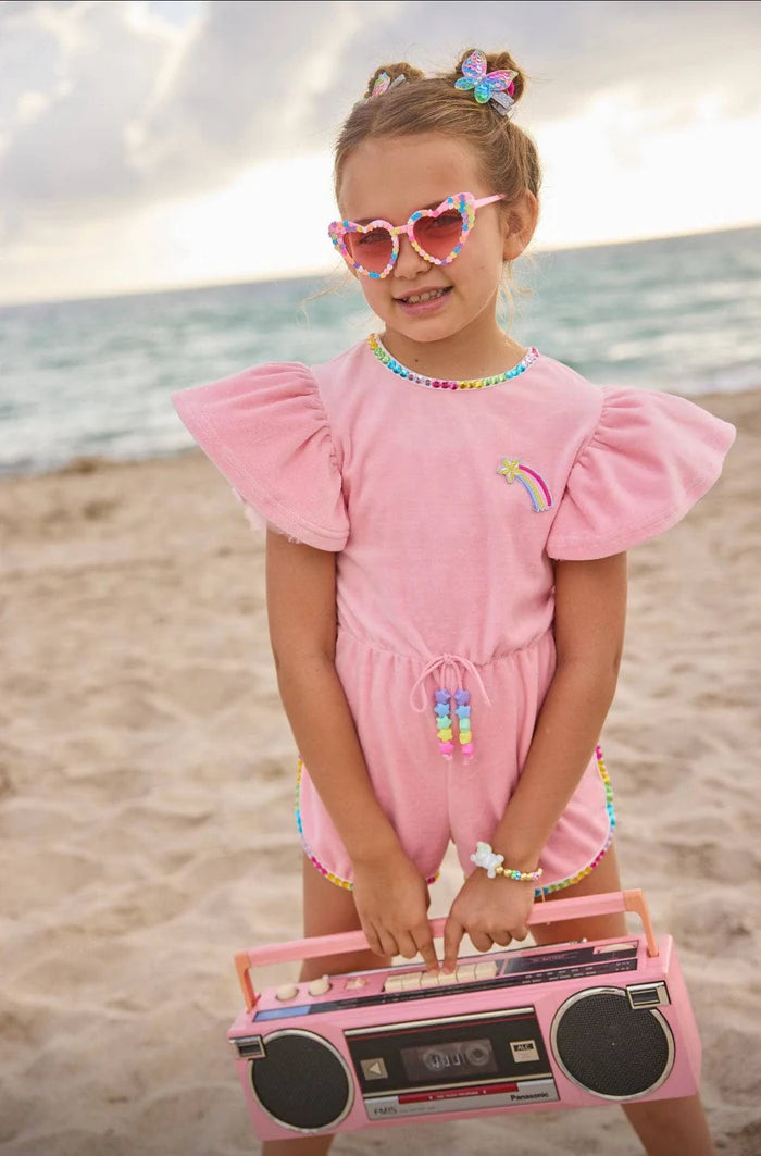 Lola + The Boys Rainbow | Gems Velour Romper