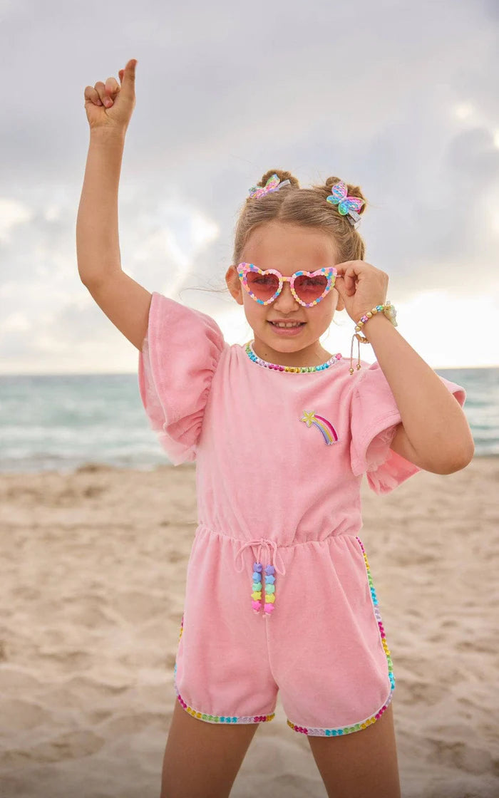 Lola + The Boys Rainbow | Gems Velour Romper