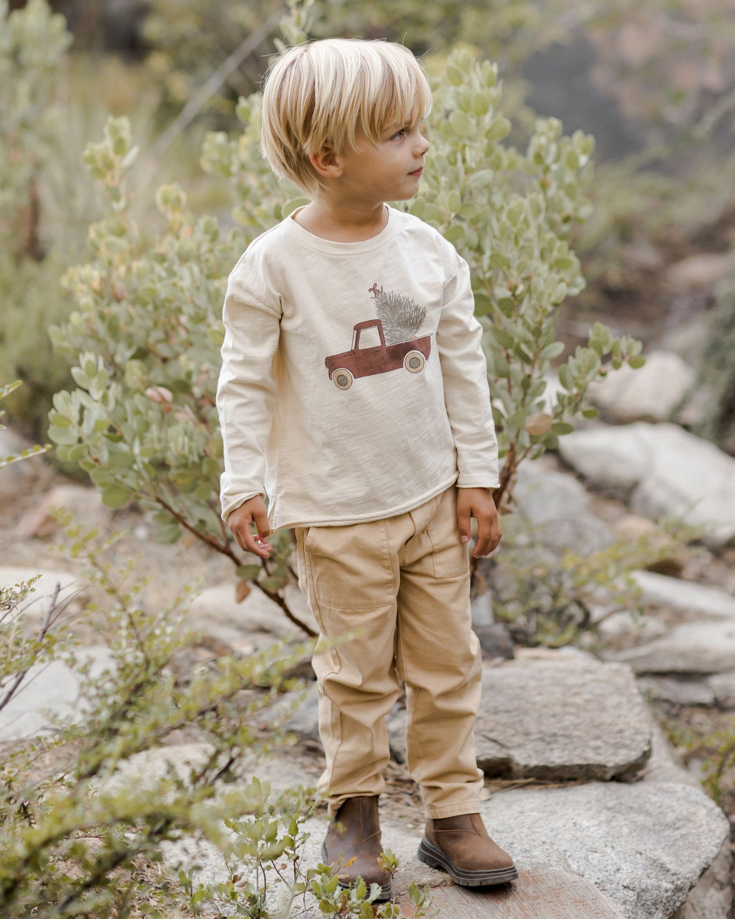 Rylee + Cru Natural Truck | Raw Edge Long Sleeve Tee